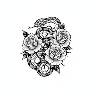 Snake and roses, generated in BLDR