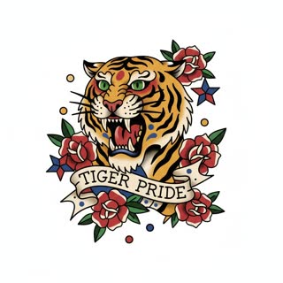 Tiger and roses, generated in BLDR